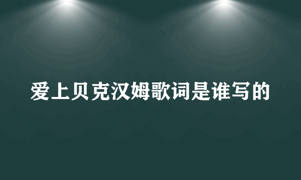 爱上贝克汉姆歌词是谁写的