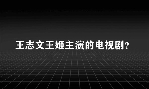 王志文王姬主演的电视剧？