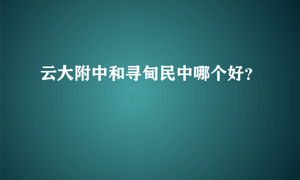 云大附中和寻甸民中哪个好？