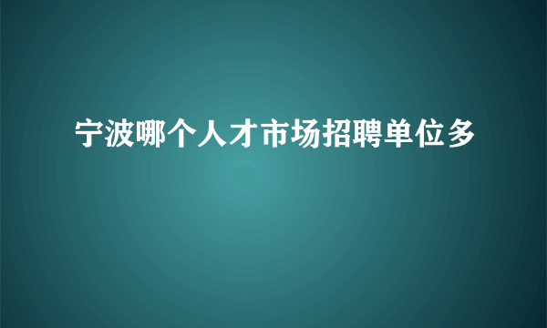 宁波哪个人才市场招聘单位多