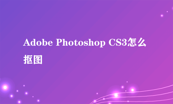 Adobe Photoshop CS3怎么抠图