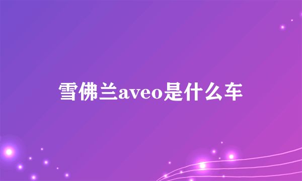 雪佛兰aveo是什么车