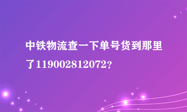 中铁物流查一下单号货到那里了119002812072？