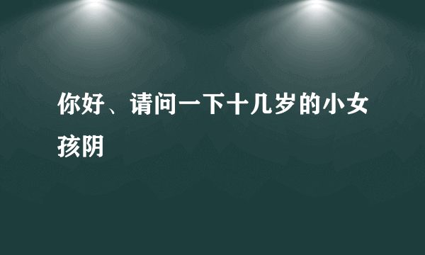 你好、请问一下十几岁的小女孩阴