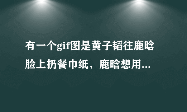 有一个gif图是黄子韬往鹿晗脸上扔餐巾纸，鹿晗想用手臂挡住，而且黄子韬口中还念念有词，