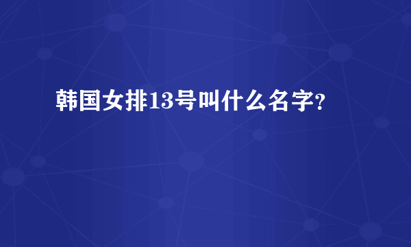 韩国女排13号叫什么名字？