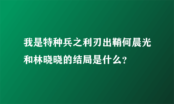 我是特种兵之利刃出鞘何晨光和林晓晓的结局是什么？