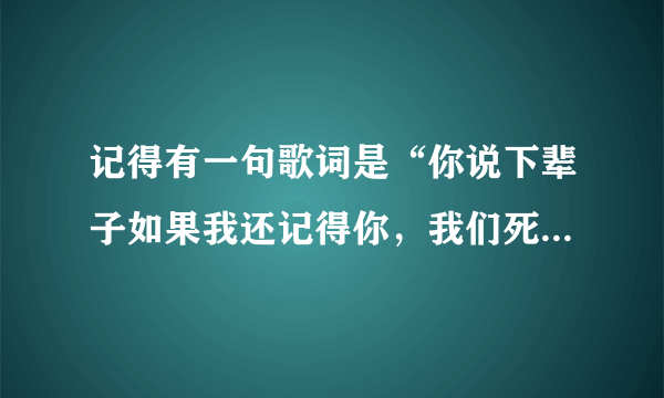 记得有一句歌词是“你说下辈子如果我还记得你，我们死也要在一起”，这是哪首歌?原唱是谁？