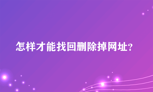 怎样才能找回删除掉网址？