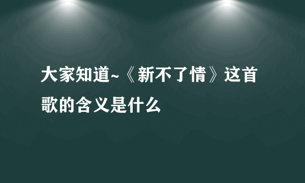 大家知道~《新不了情》这首歌的含义是什么