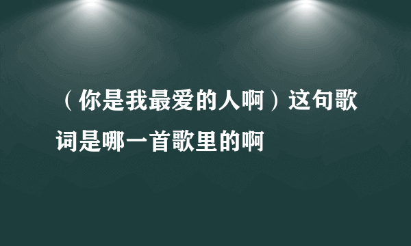 （你是我最爱的人啊）这句歌词是哪一首歌里的啊