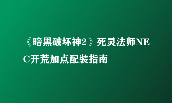 《暗黑破坏神2》死灵法师NEC开荒加点配装指南