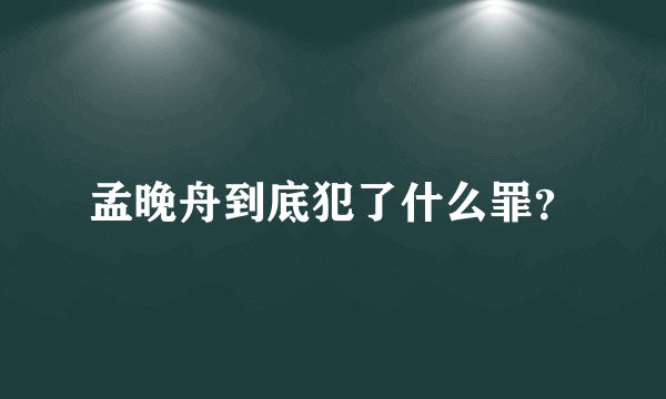 孟晚舟到底犯了什么罪？