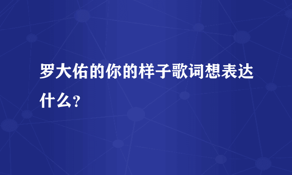 罗大佑的你的样子歌词想表达什么？