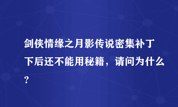 剑侠情缘之月影传说密集补丁下后还不能用秘籍，请问为什么？