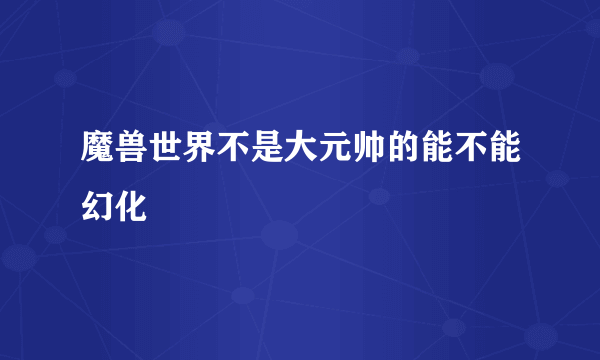 魔兽世界不是大元帅的能不能幻化