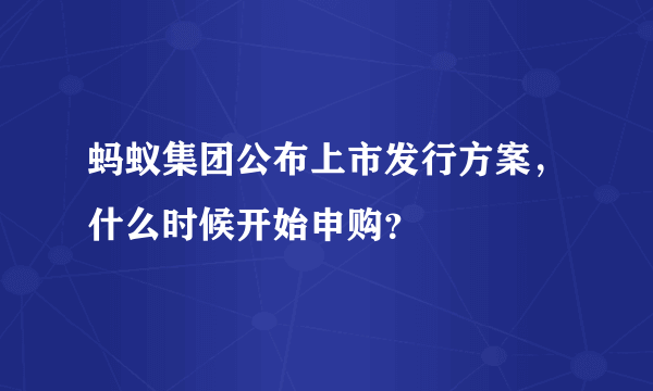 蚂蚁集团公布上市发行方案，什么时候开始申购？