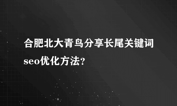 合肥北大青鸟分享长尾关键词seo优化方法？