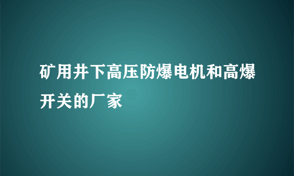 矿用井下高压防爆电机和高爆开关的厂家