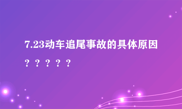 7.23动车追尾事故的具体原因？？？？？