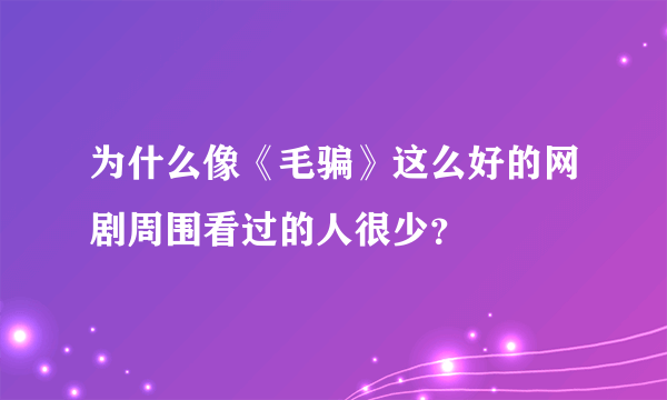 为什么像《毛骗》这么好的网剧周围看过的人很少？