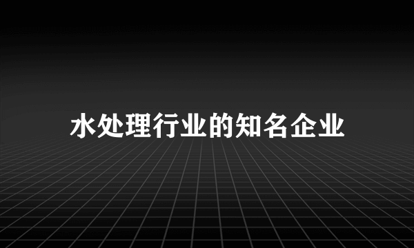 水处理行业的知名企业