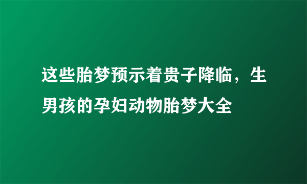 这些胎梦预示着贵子降临，生男孩的孕妇动物胎梦大全