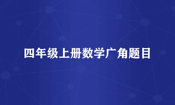 四年级上册数学广角题目