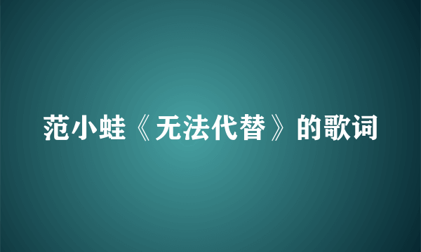 范小蛙《无法代替》的歌词