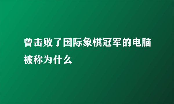 曾击败了国际象棋冠军的电脑被称为什么