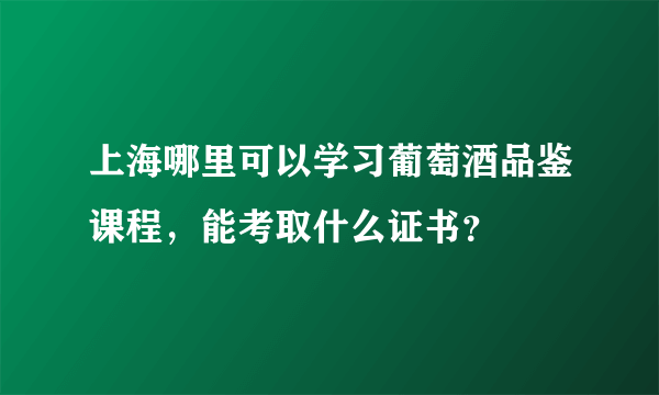 上海哪里可以学习葡萄酒品鉴课程，能考取什么证书？