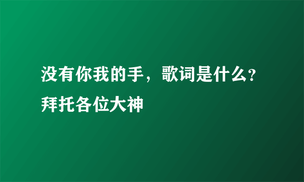 没有你我的手，歌词是什么？拜托各位大神