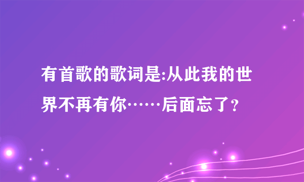 有首歌的歌词是:从此我的世界不再有你……后面忘了？