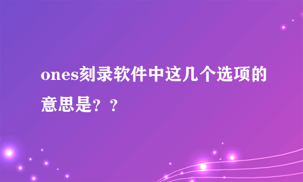 ones刻录软件中这几个选项的意思是？？