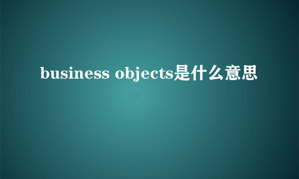 business objects是什么意思