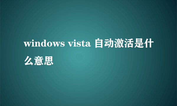 windows vista 自动激活是什么意思