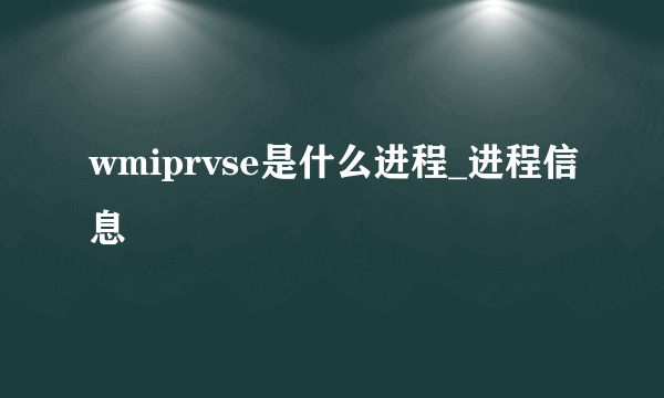 wmiprvse是什么进程_进程信息