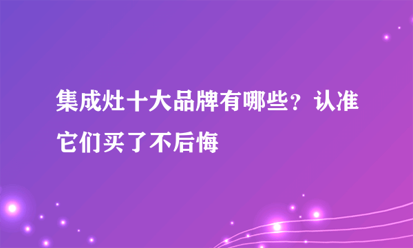 集成灶十大品牌有哪些？认准它们买了不后悔