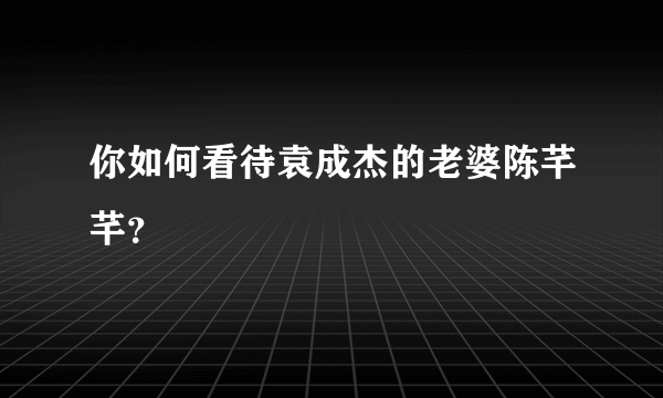 你如何看待袁成杰的老婆陈芊芊？