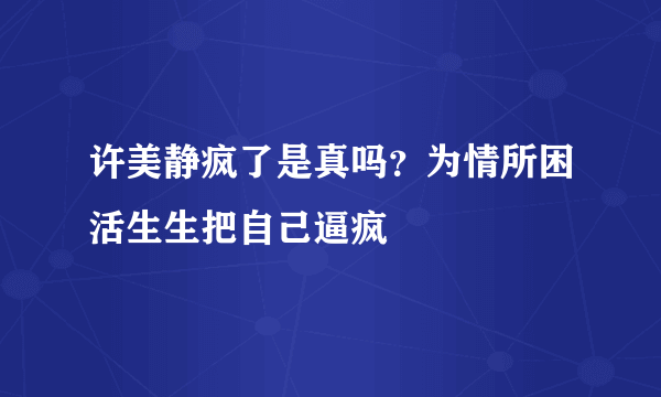 许美静疯了是真吗？为情所困活生生把自己逼疯