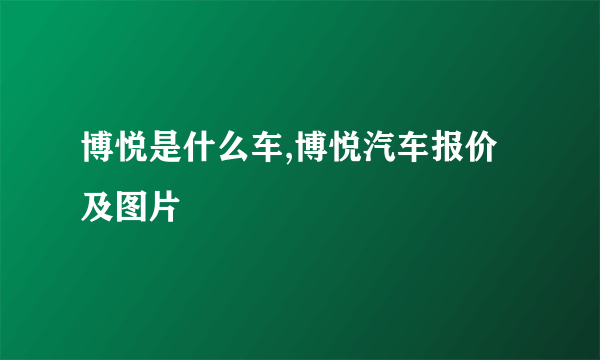 博悦是什么车,博悦汽车报价及图片