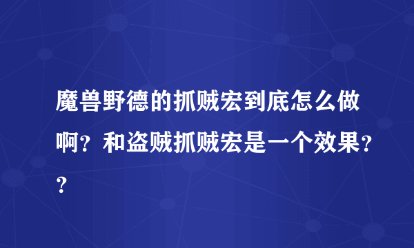 魔兽野德的抓贼宏到底怎么做啊？和盗贼抓贼宏是一个效果？？