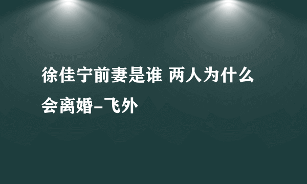 徐佳宁前妻是谁 两人为什么会离婚-飞外