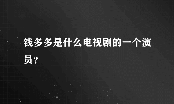 钱多多是什么电视剧的一个演员？