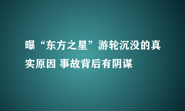 曝“东方之星”游轮沉没的真实原因 事故背后有阴谋