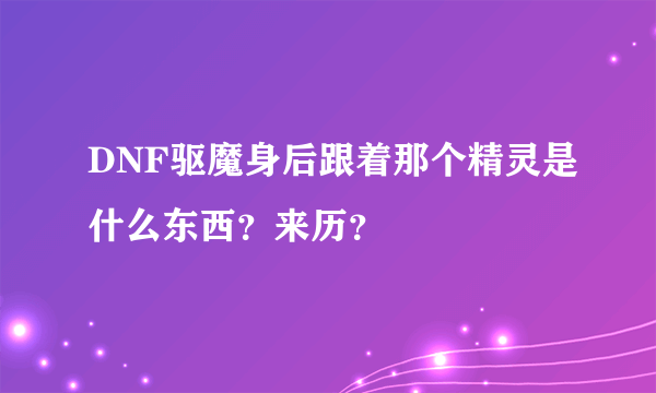 DNF驱魔身后跟着那个精灵是什么东西？来历？