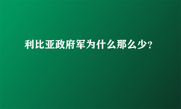 利比亚政府军为什么那么少？