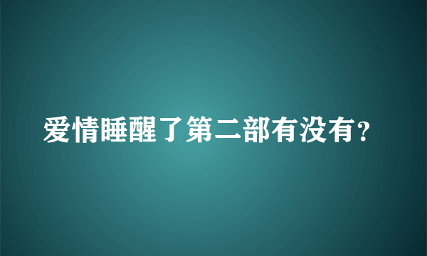 爱情睡醒了第二部有没有？