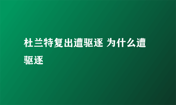 杜兰特复出遭驱逐 为什么遭驱逐