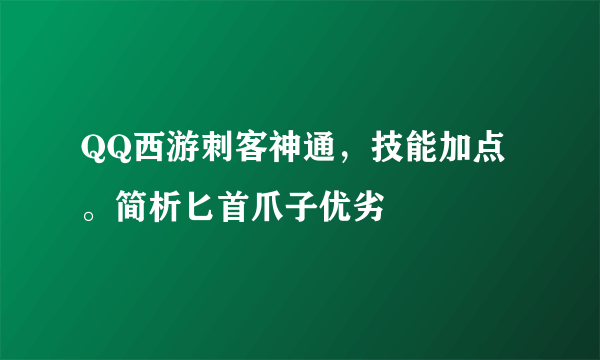 QQ西游刺客神通，技能加点。简析匕首爪子优劣